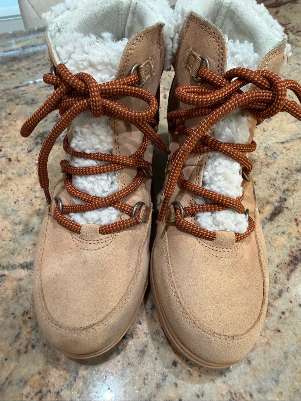 Sorel Women's Tan Suede Shearling Collar Lace-Up Winter Boots Size 8 - Picture 10 of 10